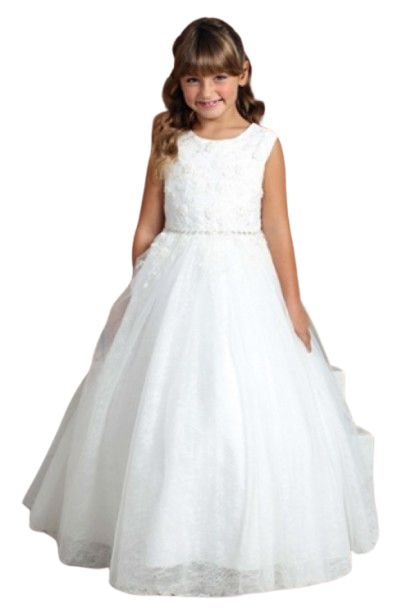 D5442 - Embroidered lace bodice with floral (Ivory)