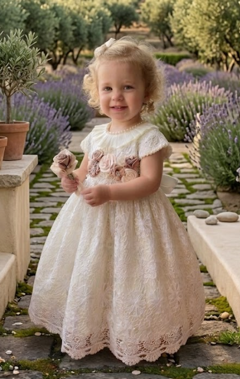 DLLCZ1 - Beautiful Lace Dress with Flowers