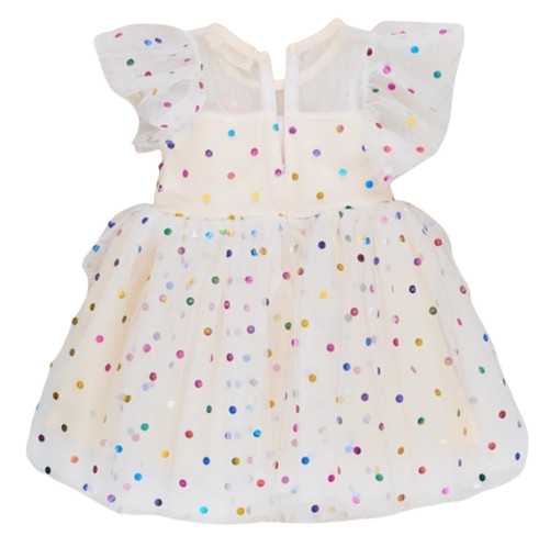 DRG20204 - Cream Confetti Dots Party Dress