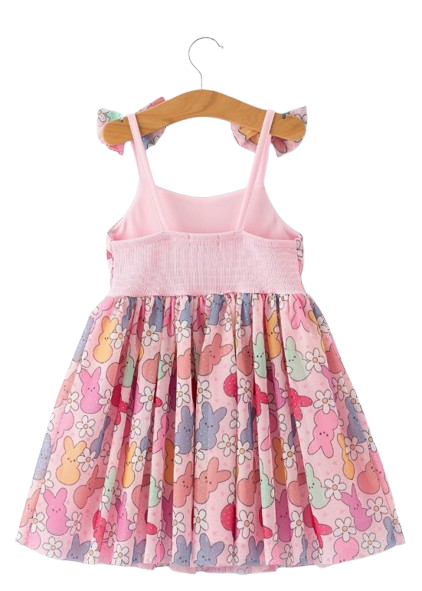 DRG60242 - Easter Bunny Print Girl Tulle Dress