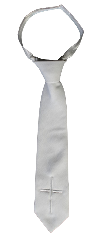 EM1 - Zipper tie with embroidered cross (at front wide blade of tie)