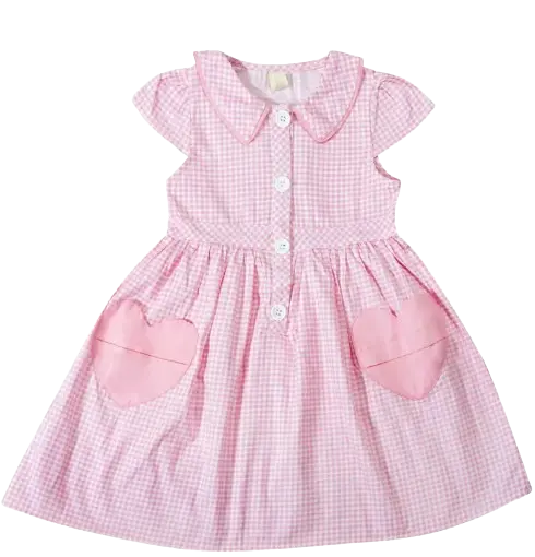 AKOR - Valentines Day Heart Pocket Pink Gingham Dress Cadiz Boutique, Inc.