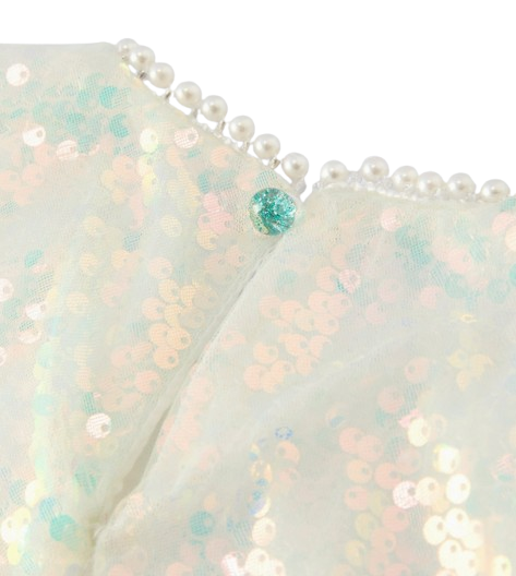 DRG58519 - Iridescent Sequin Bow Ruffle Tulle Girls Dress