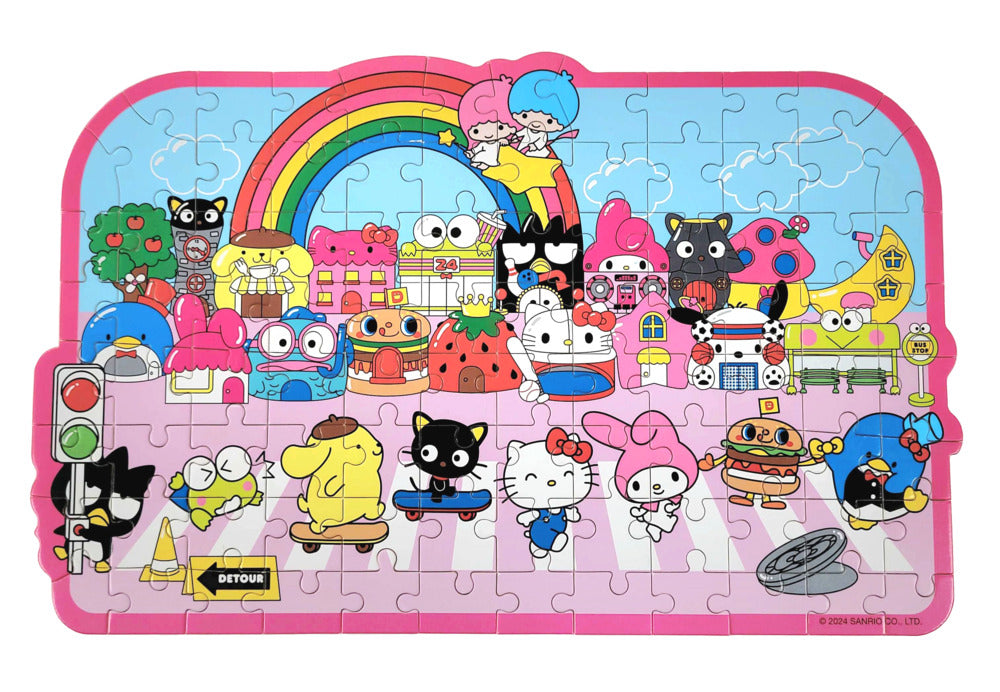 JPZ106 - Puzzle de madera, Hello Kitty y sus amigos - Calle con tiendas