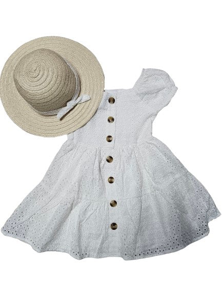 LLW1 - White Dress with Straw Hat