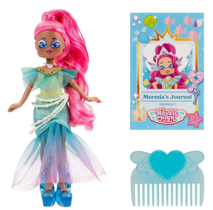 RYHO - Royale High 9” Fashion Doll - Mermia The Water Fairy, Wave 1, Series 1 - Fairy Journal, Comb, and Virtual Item Code Included