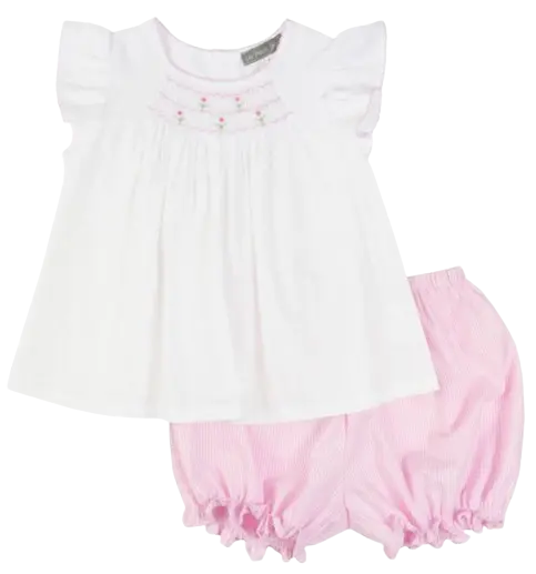NP149 - White & Pink Smocked Tunic Set Cadiz Boutique, Inc.