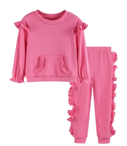 40030 - Ruffle Sweatshirt with Jogger Pant Set