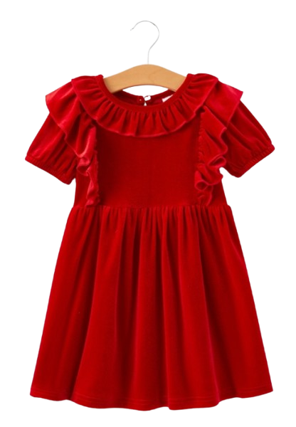 DRG42 - Vestido de terciopelo navideño para niñas