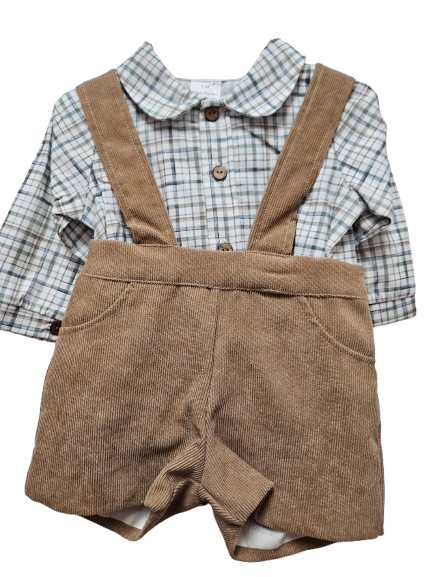 REF99 - Boy's Set Corduroy Shorts and Checkered Shirt