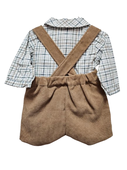 REF99 - Boy's Set Corduroy Shorts and Checkered Shirt