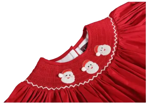 32126 - Lil Cactus Red and White Santa Smocked Bishop Dress Cadiz Boutique, Inc.