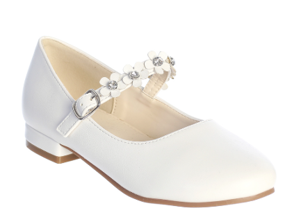 TTS1186 - Beautiful Leatherette Shoes with Flowers Across the Strap