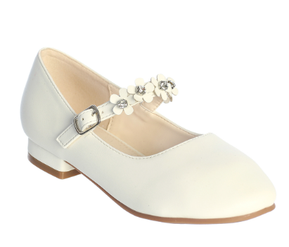 TTS1186 - Beautiful Leatherette Shoes with Flowers Across the Strap