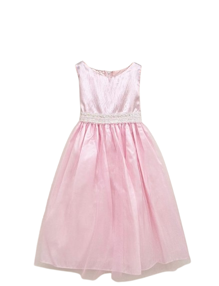 SK3721 - Pink Dress With Tulle Accent
