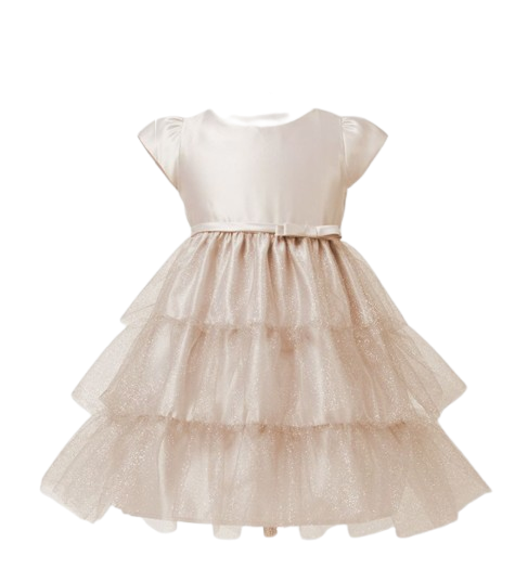 SK457 - Satin Dress With Tulle Accent