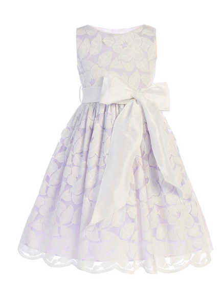SK752 - Jasmine Lace Dress With Dupioni Bow
