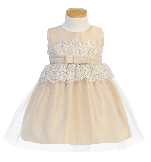 SKB732C - Satin & Tulle with Lace & Pearl Baby Girl Dress (Copy)