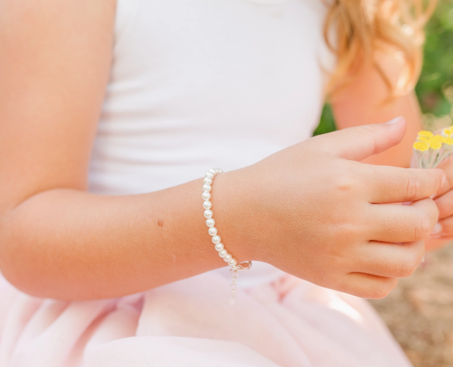 CMSERENITY - Girls Sterling Silver Dainty Pearl Baby & Child's Bracelet