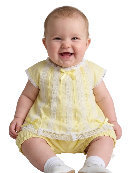T23TY - Yellow Lace Dress with Bloomer