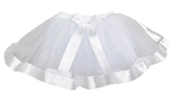 TT112W - White Wide Ribbon Tutu Skirt