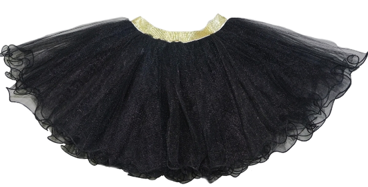 TT115BK - Gold Elastic Black Tutu Skirt
