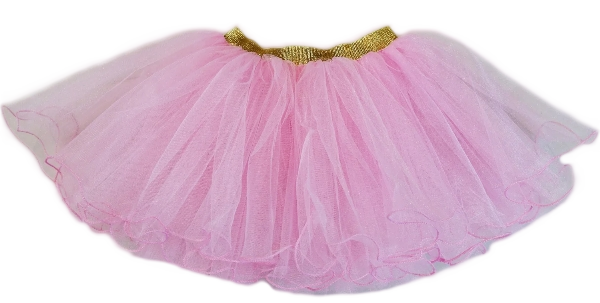 TT115P - Gold Elastic Pink Tutu Skirt