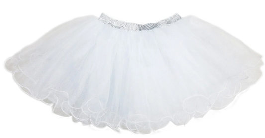 TT115W - Silver Elastic White Tutu Skirt