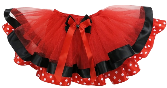 TT127R - Red Black Minnie Polka dot Ribbon Tutu Skirt
