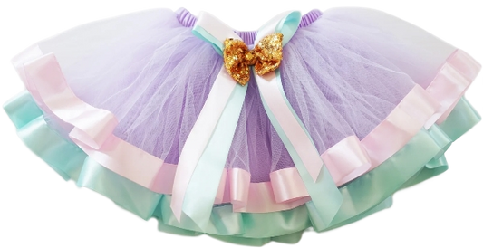 TT133LV - Unicorn Colors Gold Sequin Bow Tutu Skirt