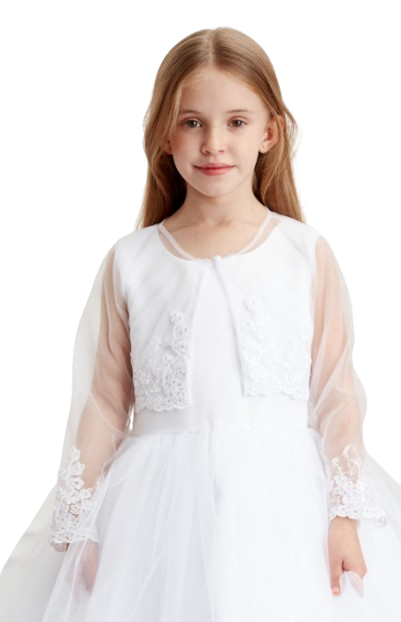 TT7913 - Girls Long Sleeve Bolero with Lace Applique