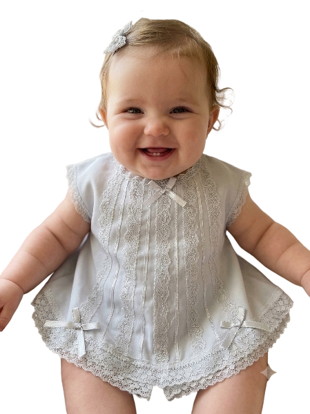 V4011W - White Lace Dress with Bloomer