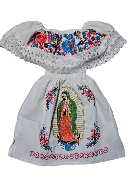 VB2 - Virgen De Guadalupe Bordada Blanca