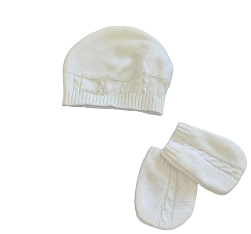 126W - Knitted Set Hat/Gloves - White