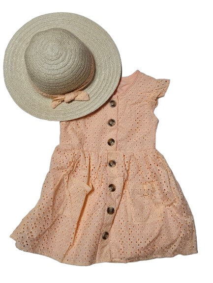 LLO1 - Orange Dress with Straw Hat