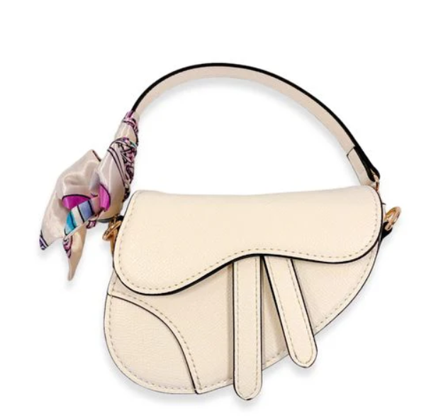 B1309I - Ivory Saddle Purse