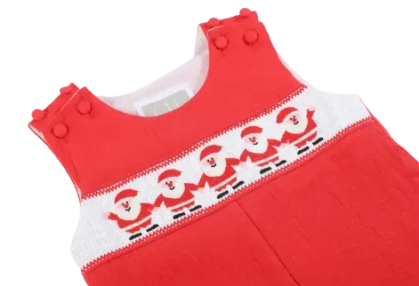 CA56765 - Lil Cactus Red Santa Smocked Overalls Cadiz Boutique, Inc.