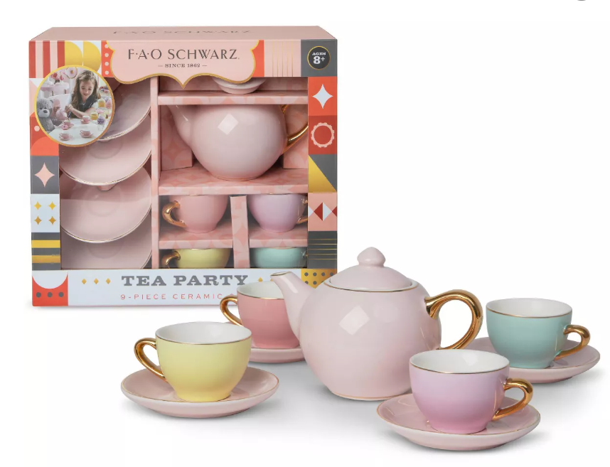 9309A - FAO Schwarz Hand-Glazed Ceramic Tea Party Set - 9pc