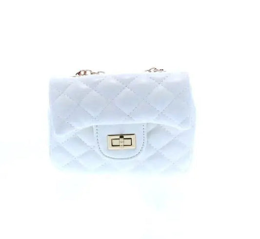 Diamond Quilted Crossbody Purse with Twist Closure - White Cadiz Boutique, Inc.