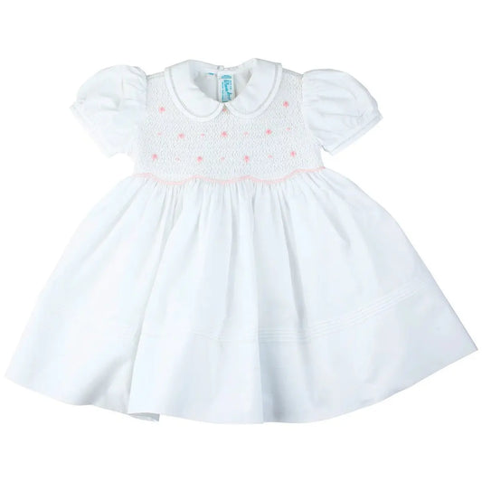 Feltman 17436F - Smocked Rosebud Dress White Cadiz Boutique