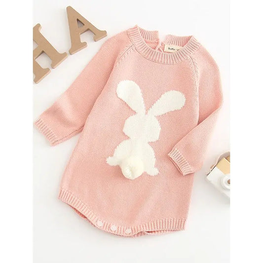 Spring 3D Bunny Pattern Knit Onesie Easter Spanish Style Cadiz Boutique