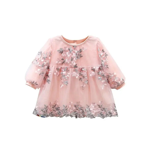 Spring Baby Girl Flower Embroidery Long Sleeve Dress Cadiz Boutique