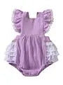 Ruffle Decor Muslin Solid Color Bodysuit Cadiz Boutique