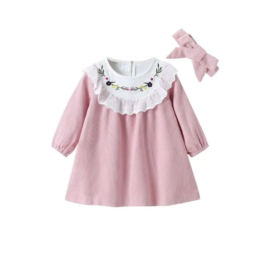 2 Piece Baby Girl Floral Eyelet Pink Dress & Headband Cadiz Boutique, Inc.