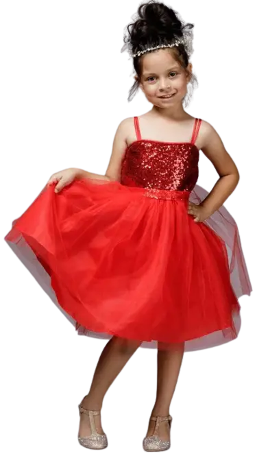 PA216B - Petite Adele Red Sequence and Tulle Cadiz Boutique, Inc.