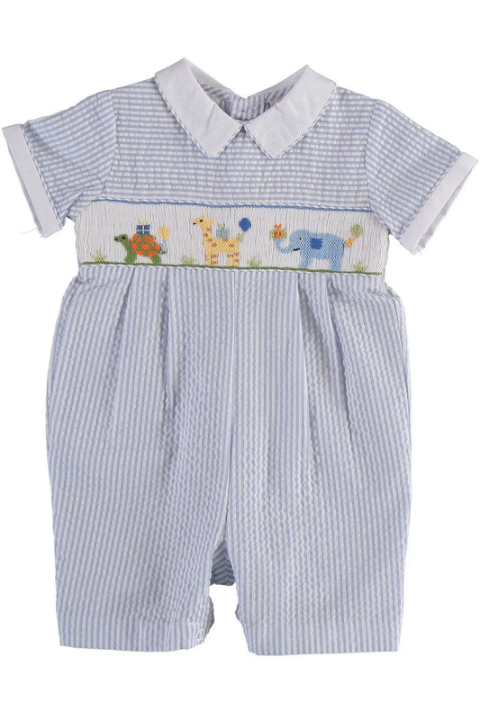 Carriage Boutique - 22495 - Blue Smocked Animals Romper Cadiz Boutique, Inc.