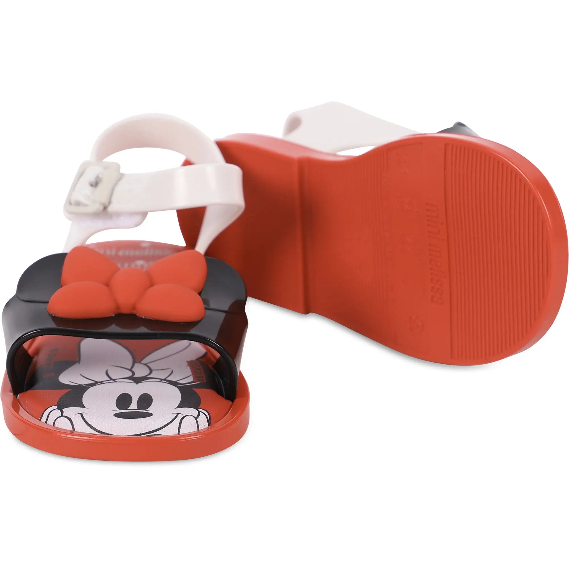 Mini Melissa - 33234WB - Minnie Mouse Bows Detailing Sandals in Red, Black and White Cadiz Boutique, Inc.