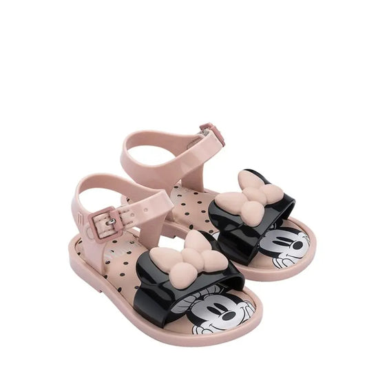 Mini Melissa - 33234BB - Minnie Mouse Bows Detailing Sandals in Beige/Black Cadiz Boutique, Inc.