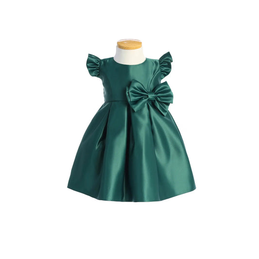 SKB930G - Satin pleated flutter sleeve with bow - Green Cadiz Boutique, Inc.