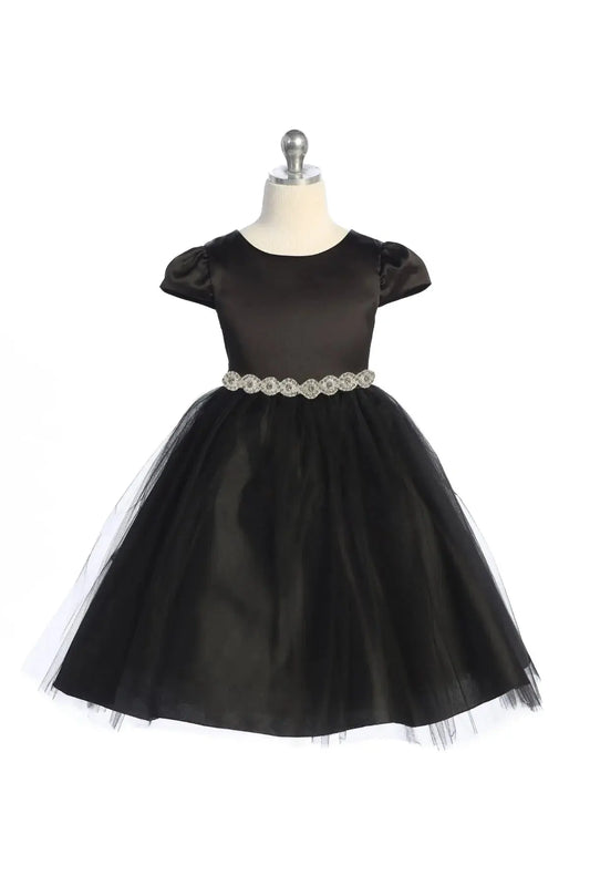 KD452- Kids Dream Sleeve Satin Dress w/ Tulle Cadiz Boutique, Inc.